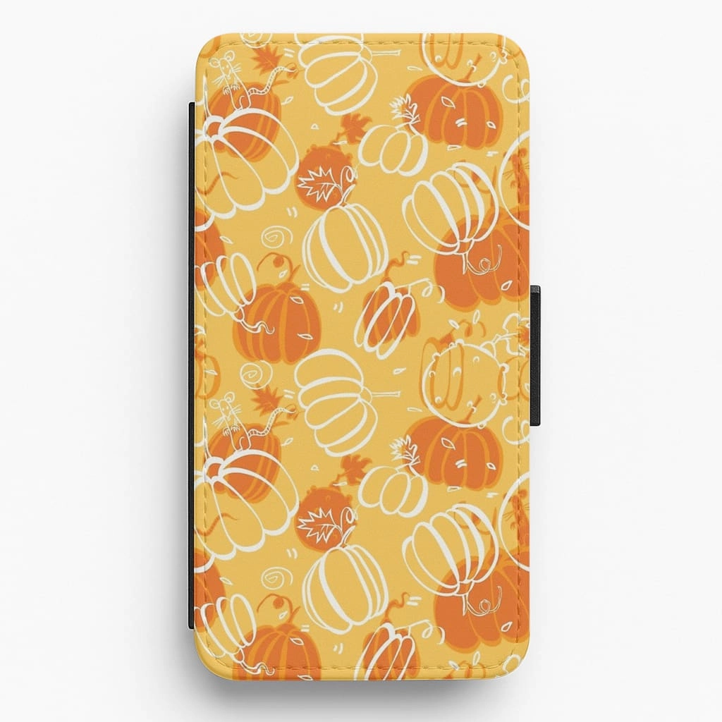 Drawn Pumpkin Pattern Flip / Wallet Phone Case Universal Design