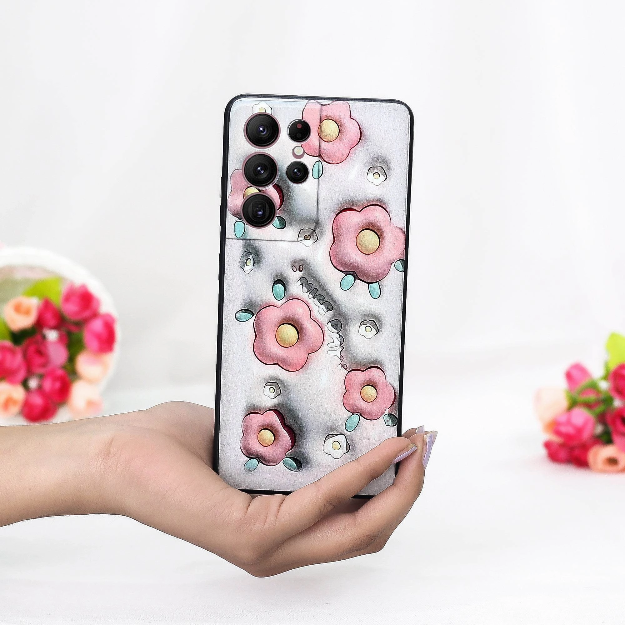 Creative Design 3D Printed Floral Sculpture Case - Samsung