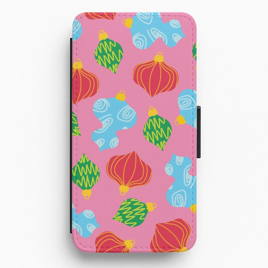 Abstract Christmas Baubles Pattern Flip / Wallet Phone Case Hybrid Material Luxury Surface