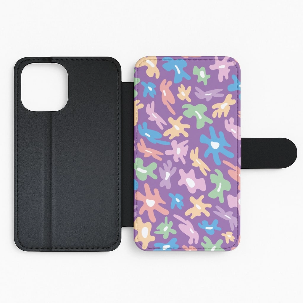 Carbon Fiber Hybrid Build Texture Abstract Flowers- Floral Patterns Flip / Wallet Phone Case