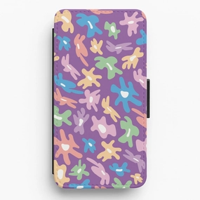 Abstract Flowers- Floral Patterns Flip / Wallet Phone Case Protective Finish