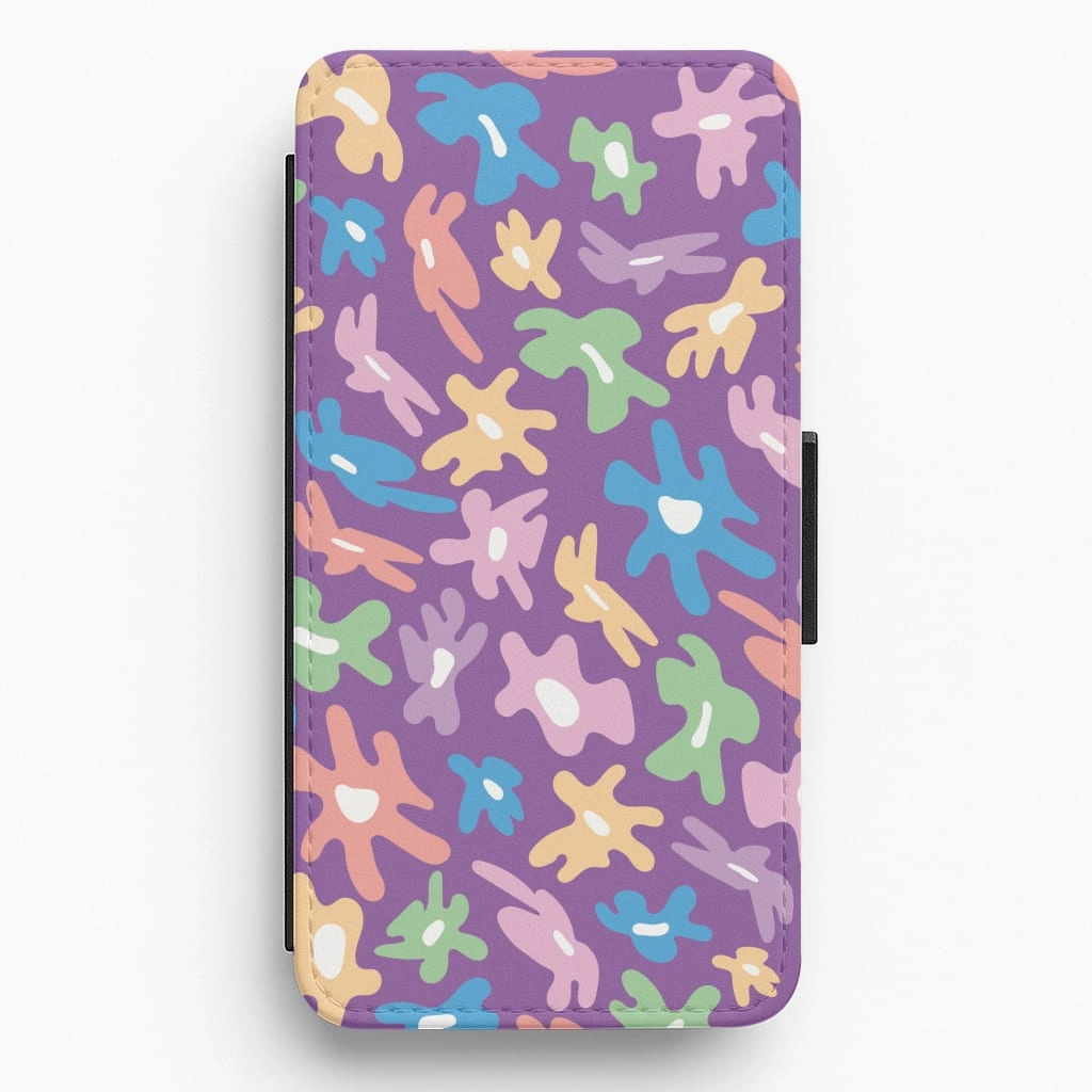Abstract Flowers- Floral Patterns Flip / Wallet Phone Case Protective Finish