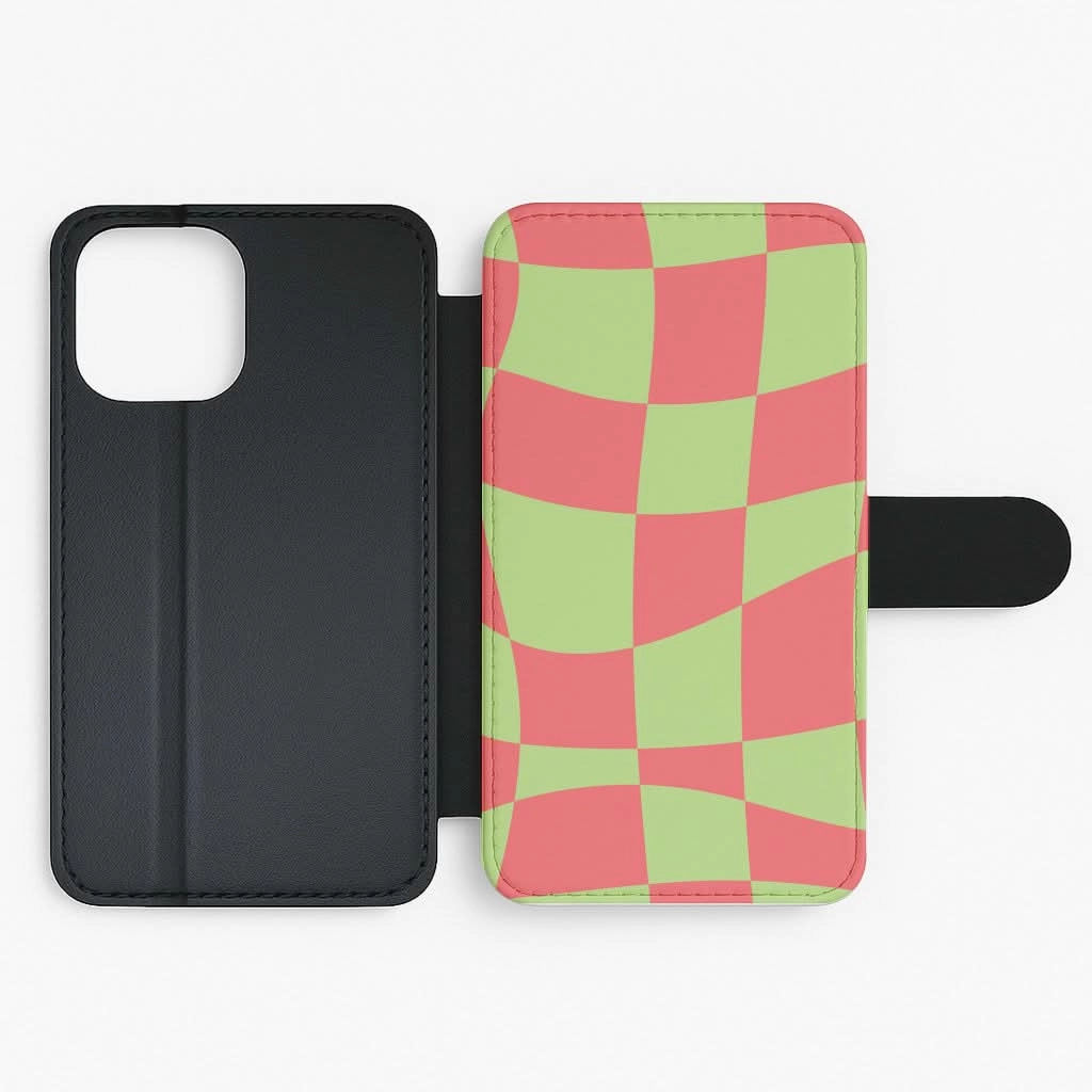 Abstract Red And Green Christmas Pattern Flip / Wallet Phone Case Urban Design Unique Texture