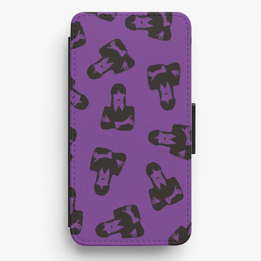 Addams Pattern Flip / Wallet Phone Case Protective Corner