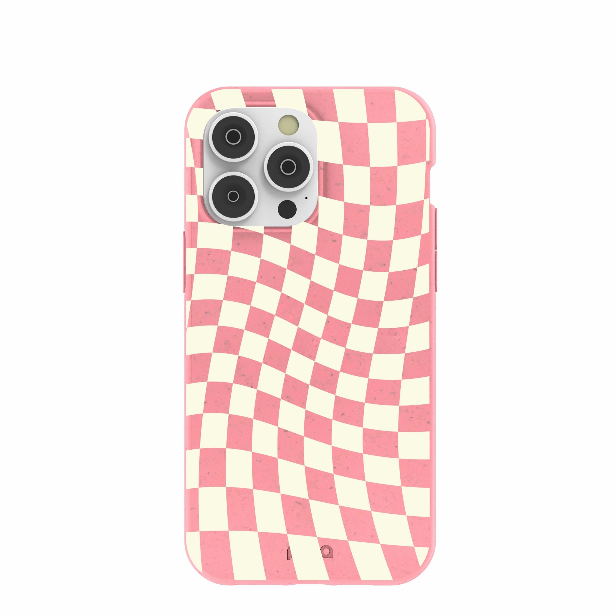Bubblegum Pink Warped Checkers iPhone 14 Pro Max Case Light Design Lightweight Shell