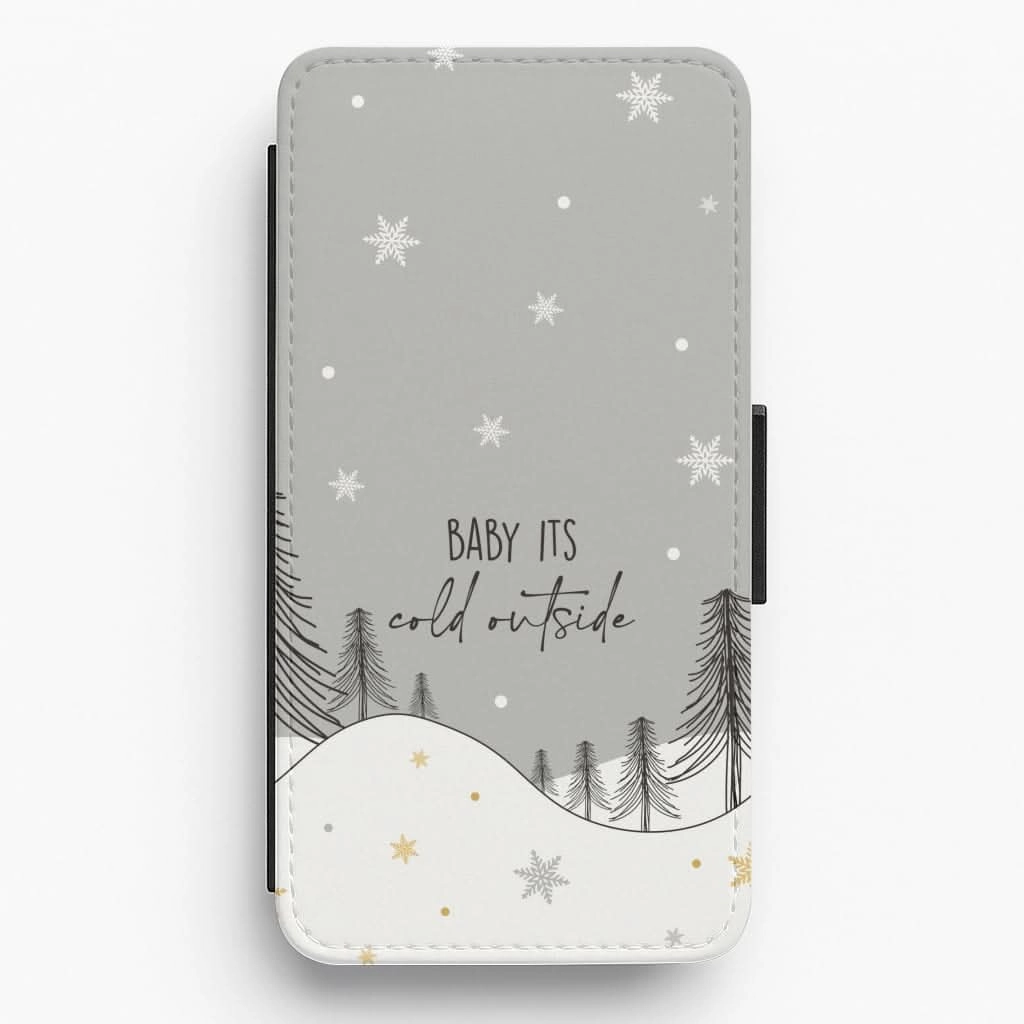 Shock Resistant Build Flexible Edge Baby It's Cold Outisde Landscape Flip / Wallet Phone Case