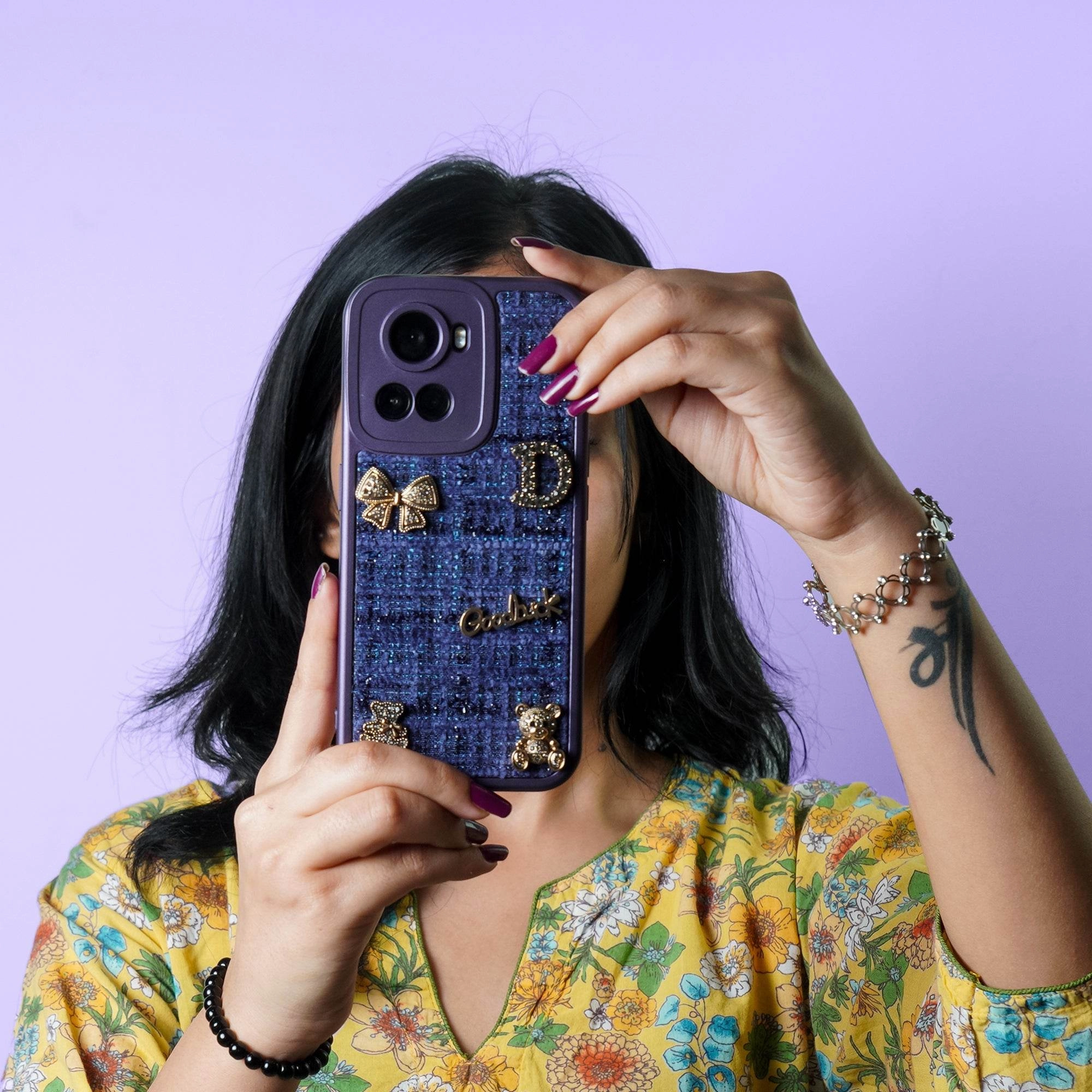 Personal Style Glossy Look Bear Bling Cloth Texture Case - OnePlus