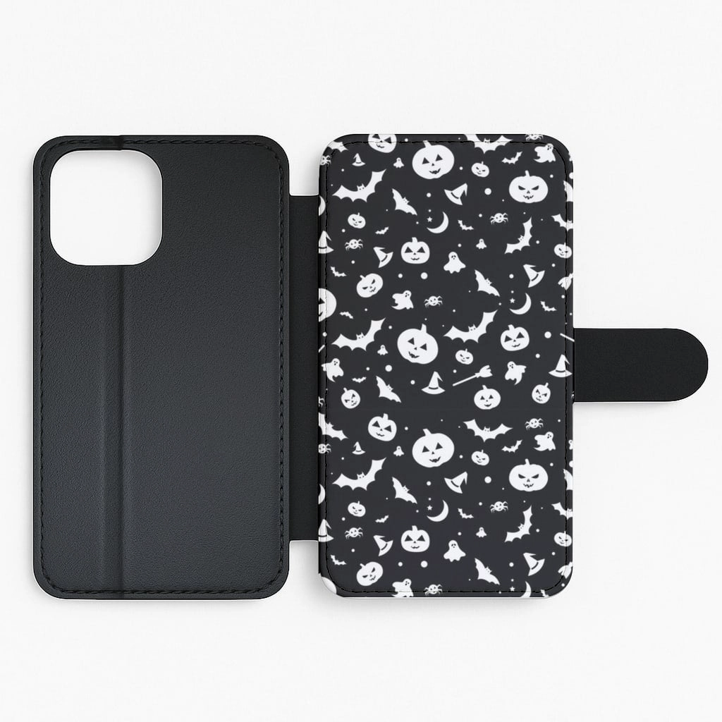 Versatile Design Black and White Halloween Pattern Flip / Wallet Phone Case