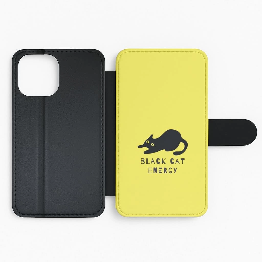 Black Cat Energy Flip / Wallet Phone Case Comfort Texture Flexible Comfort