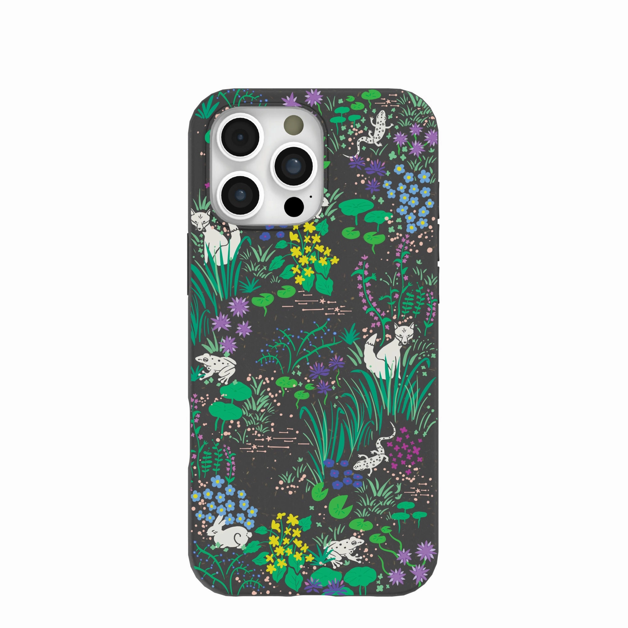 Hybrid Surface Layer Soft Pattern Layer Black Midnight Pond iPhone 16 Pro Max Case