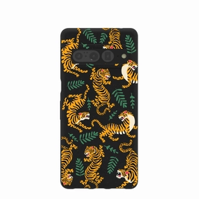 Black Playful Tigers Google Pixel 7 Pro Case Refined Shield Comfort Style