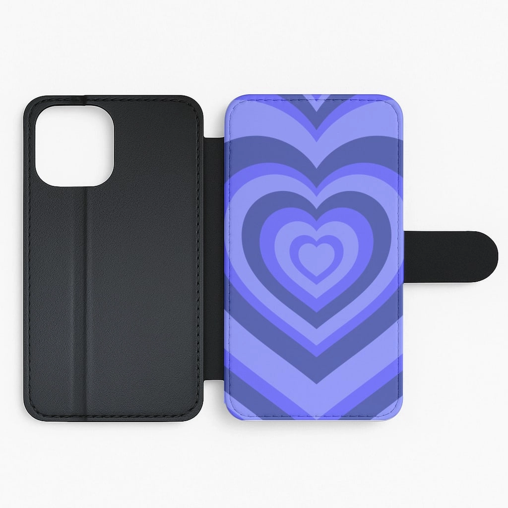 Non Slip Grip Layer Blue - Colourful Hearts Flip / Wallet Phone Case