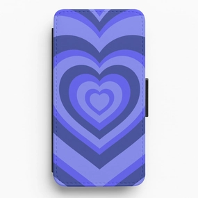 Matte Look Design Luxury Texture Finish Blue - Colourful Hearts Flip / Wallet Phone Case
