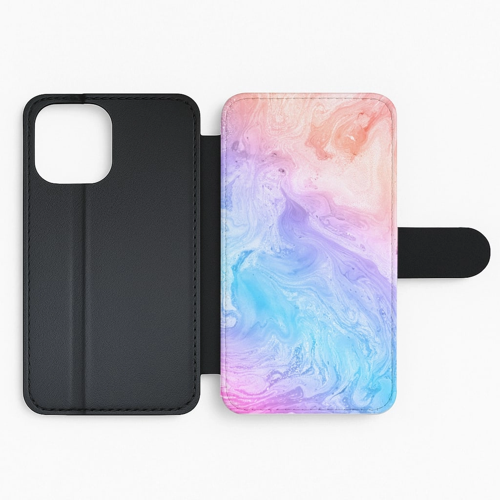 Strong Surface Blue and Peach Marble Flip / Wallet Phone Case
