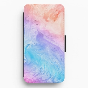 Blue and Peach Marble Flip / Wallet Phone Case Protective Texture Layer Shockproof Frame