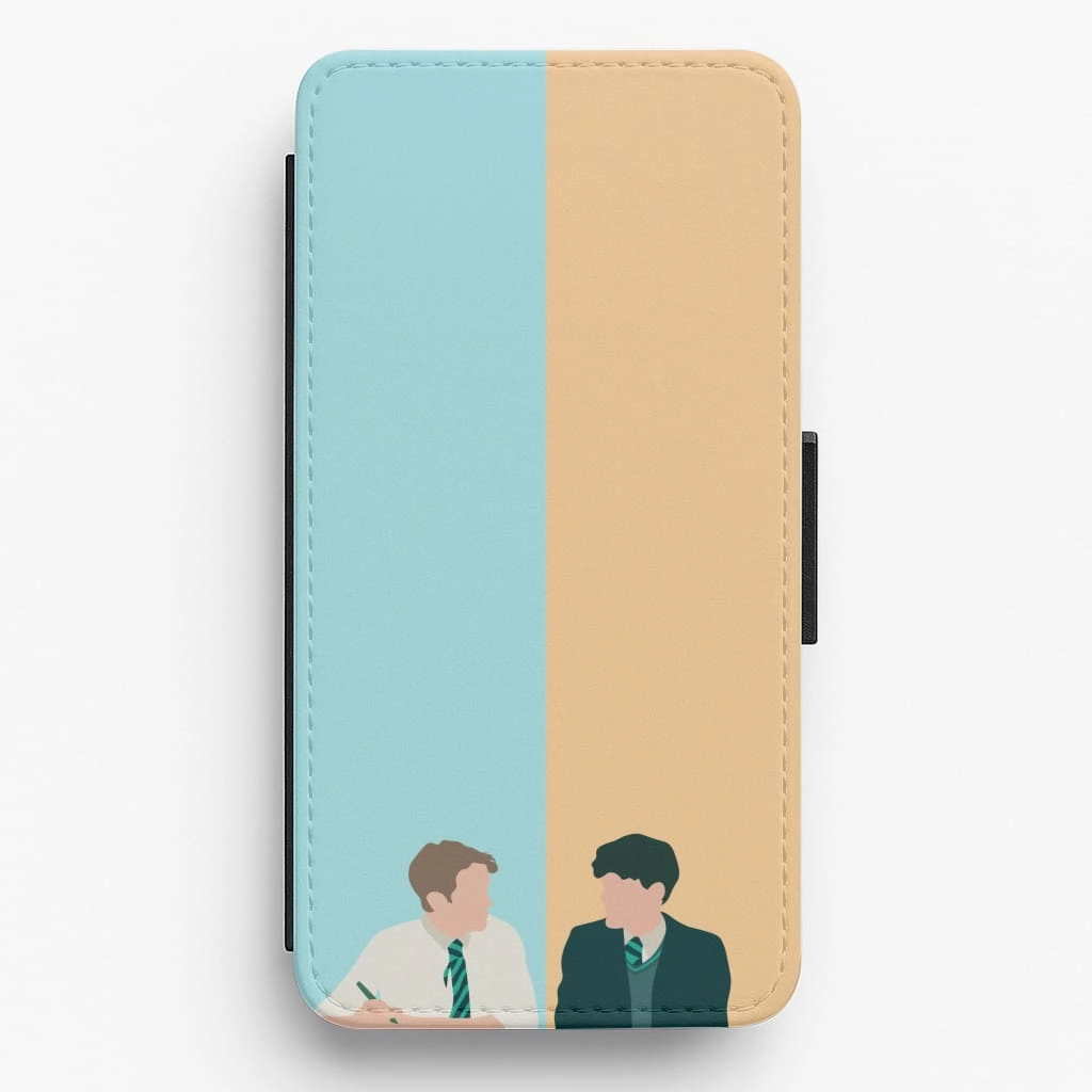 Matte Look Finish Blue And Yellow - Heart TV Flip / Wallet Phone Case