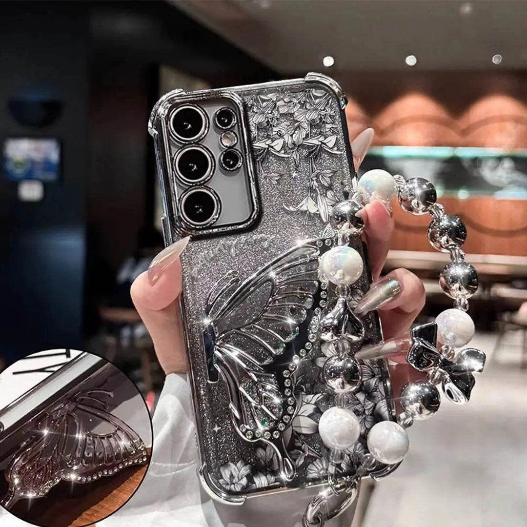 Elegant Butterfly Shimmer Wing Floral Case - Samsung Student Gear