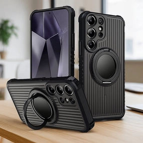 Soft Finish Bolt Clad Magnetic Kickstand Case - Samsung