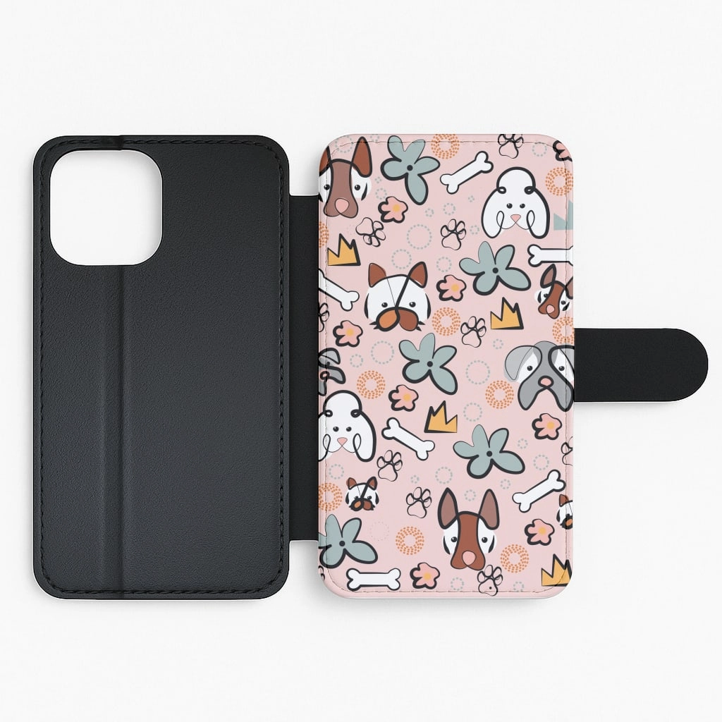Sleek Detail Flexible Grip Form Bones and dogs - Dog Patterns Flip / Wallet Phone Case