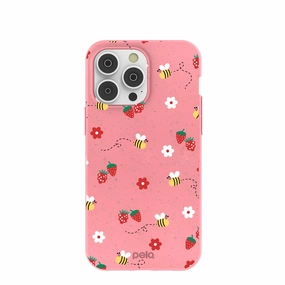 Rugged Feel Slim Profiled Bubblegum Pink Bees n Berries iPhone 14 Pro Max Case