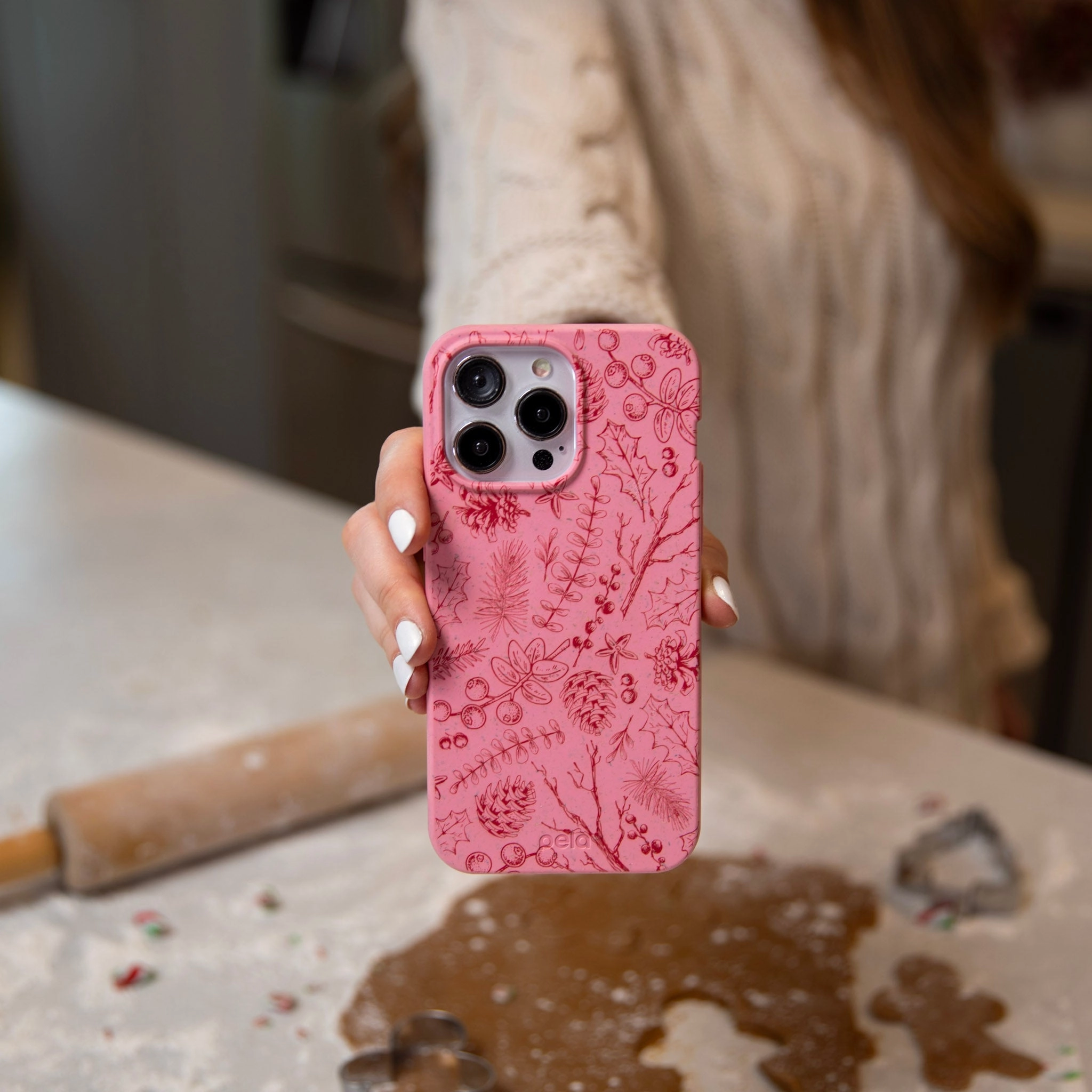 Bubblegum Pink Festive Forest iPhone 17 Pro Max Case Sleek Texture