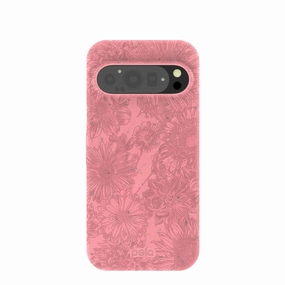 Bubblegum Pink Flora Google Pixel 9/9 Pro Case Comfort Finish Layer Protective Shell