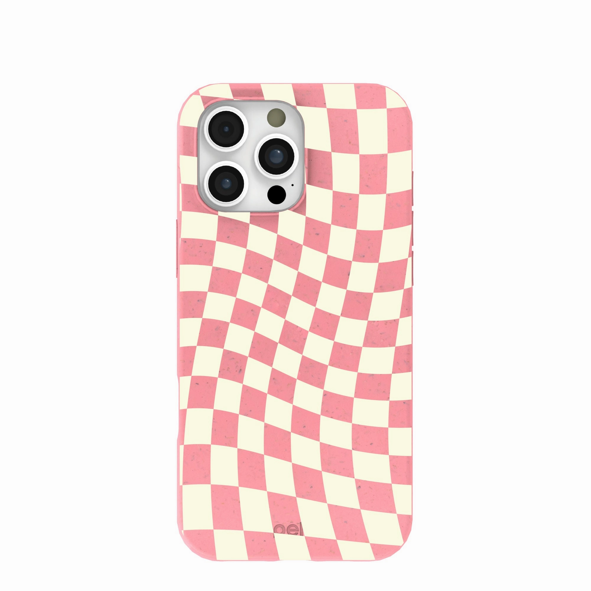 Strong protection Sleek Texture Bubblegum Pink Warped Checkers iPhone 16 Pro Max Case