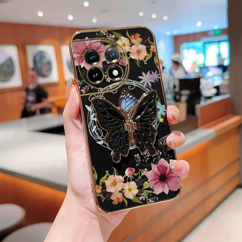 Butterfly Flower Plating Bracket Case - OnePlus Soft Layered Design Luxury Appeal