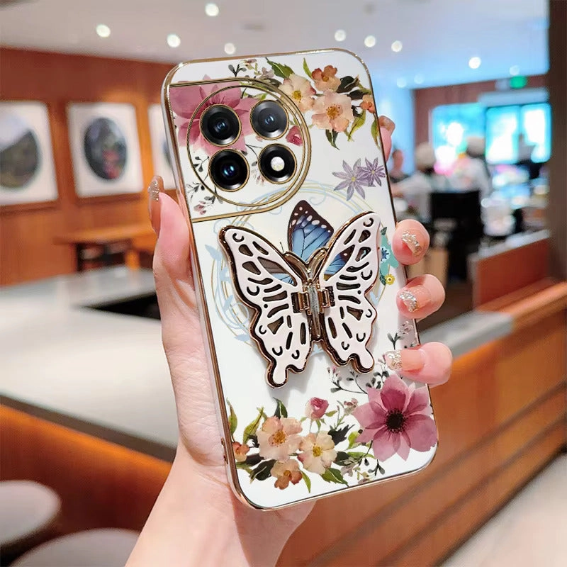 Protective Form Butterfly Flower Plating Bracket Case - OnePlus