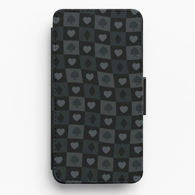 Card Suits Pattern Black Flip / Wallet Phone Case Durable Material