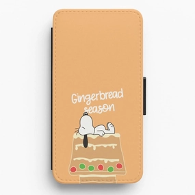 Cartoon Beagle Gingerbread House Flip / Wallet Phone Case Classic Design Lightweight Build