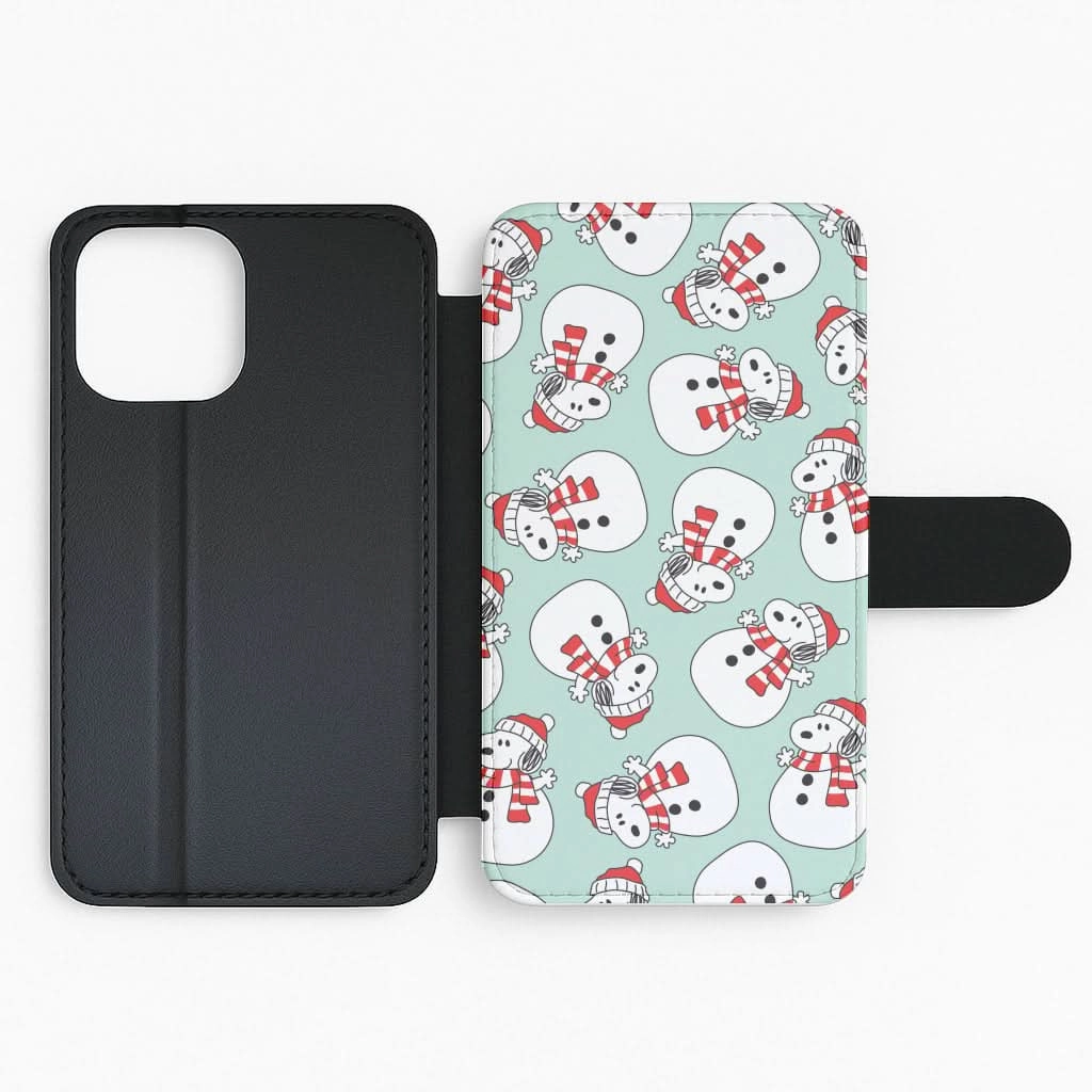 Cartoon Beagle Snowman Pattern Flip / Wallet Phone Case Casual Design