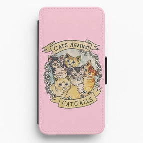 Cats Against Cat Calls Flip / Wallet Phone Case Student Friendly Sleek Surface
