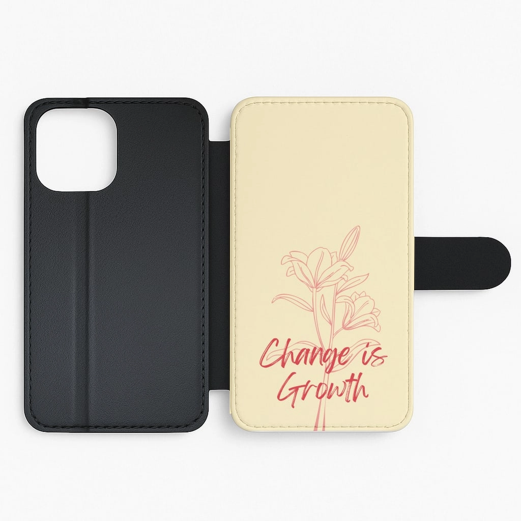 Premium Texture Design Change Is Growth Orchid Flip / Wallet Phone Case
