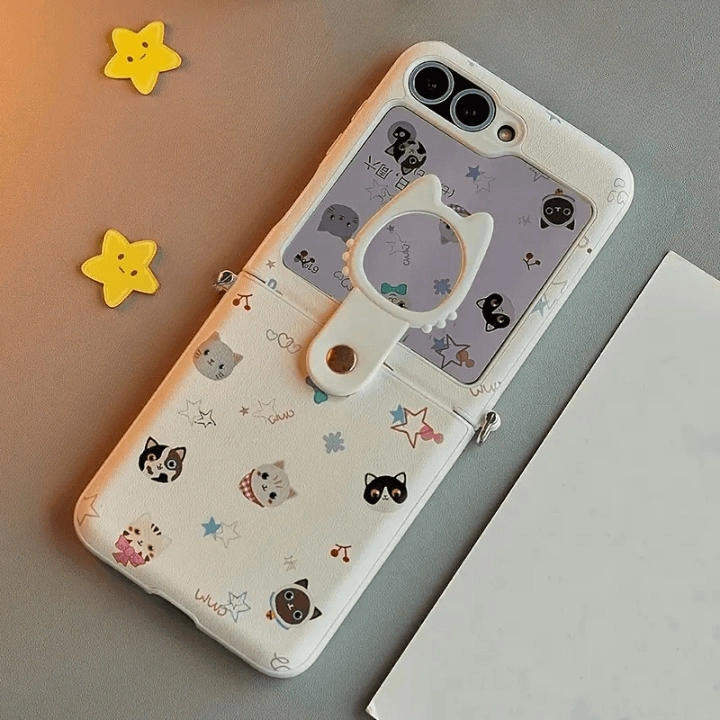 Matte Look Finish Charming Meow Cat Print Case - Samsung