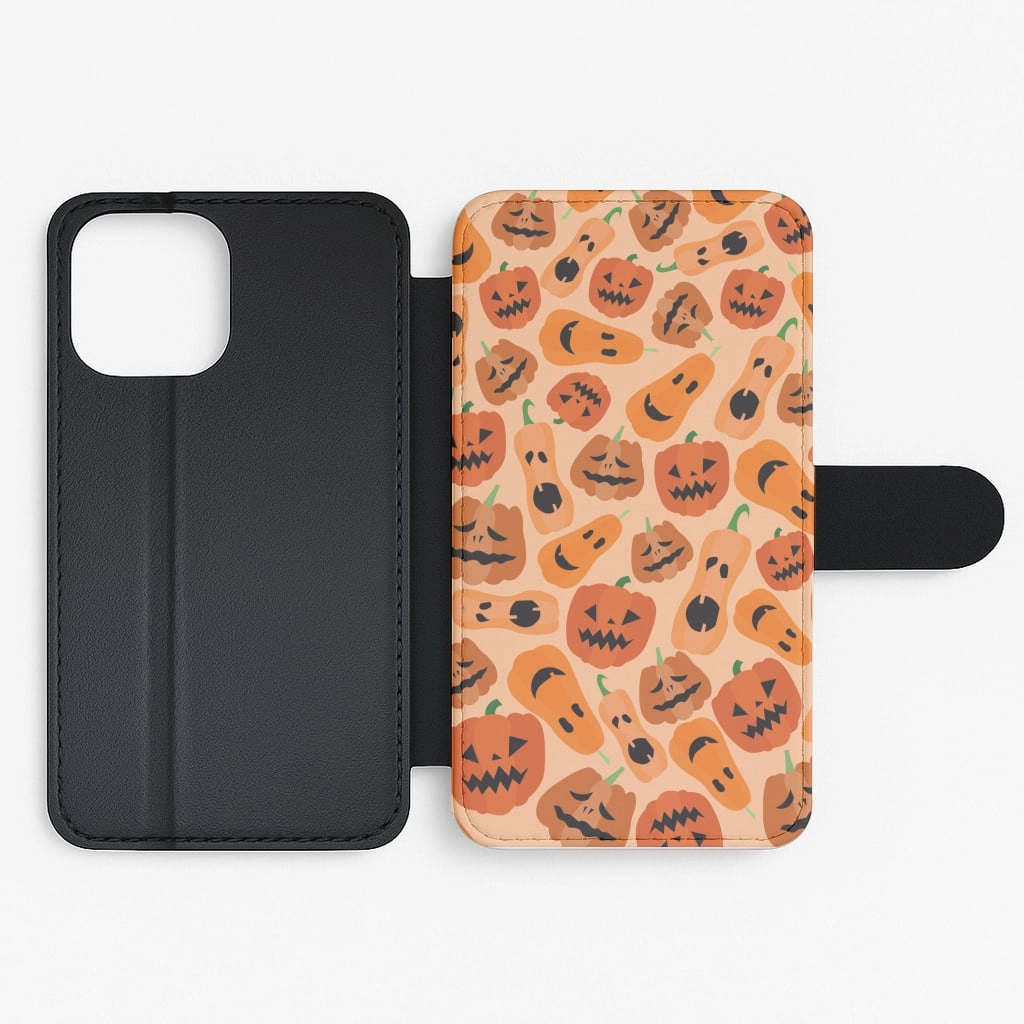 Water shield Stylish Grip Texture Chilli Pumpkin - Halloween Flip / Wallet Phone Case