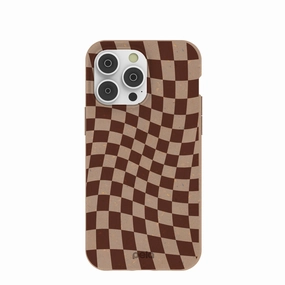 Perfect Fit Stylish Choice Chocolate Brown Cafe Check iPhone 14 Pro Max Case