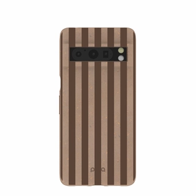 Chocolate Brown Cocoa Stripes Google Pixel 8 Pro Case Durable Grip