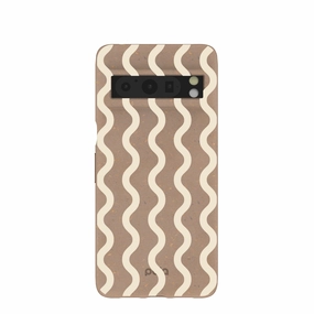 Chocolate Brown Latte Waves Google Pixel 8 Pro Case Impact Cushion Slim Look