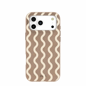Chocolate Brown Latte Waves iPhone 17 Pro Max Case Shock Cushion