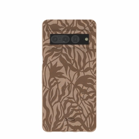 Sleek Profile Chocolate Brown Rustic Leaves Google Pixel 7 Pro Case