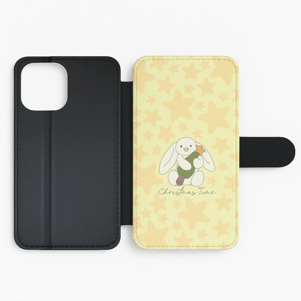 Christmas Bunny Stars Plush Flip / Wallet Phone Case Premium Build Layer