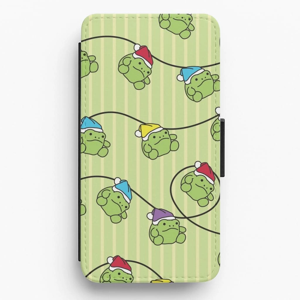 Christmas Frog Plush Fairylights Pattern Flip / Wallet Phone Case Flexible Surface Texture Elegant Pattern