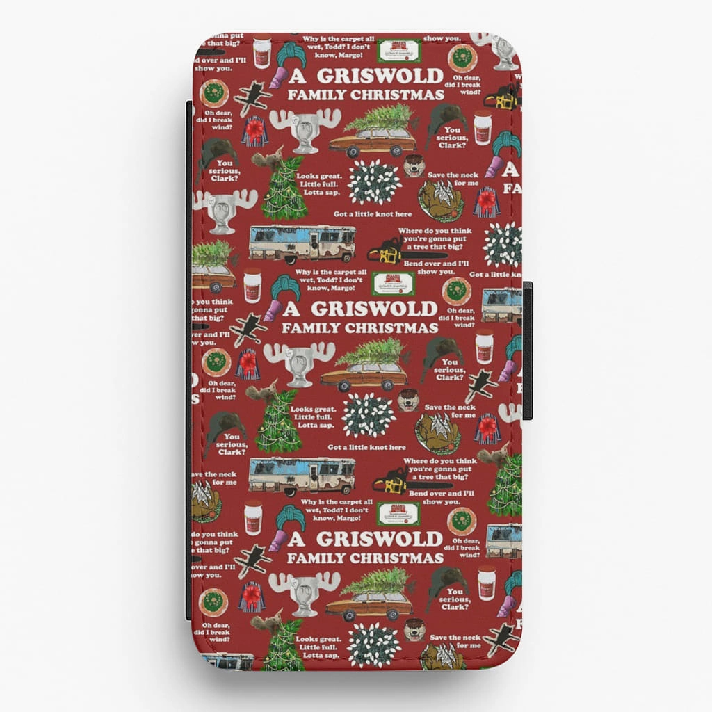 Protective Layer Comfort Fit Edge Christmas Holiday Collage Flip Wallet Phone Case