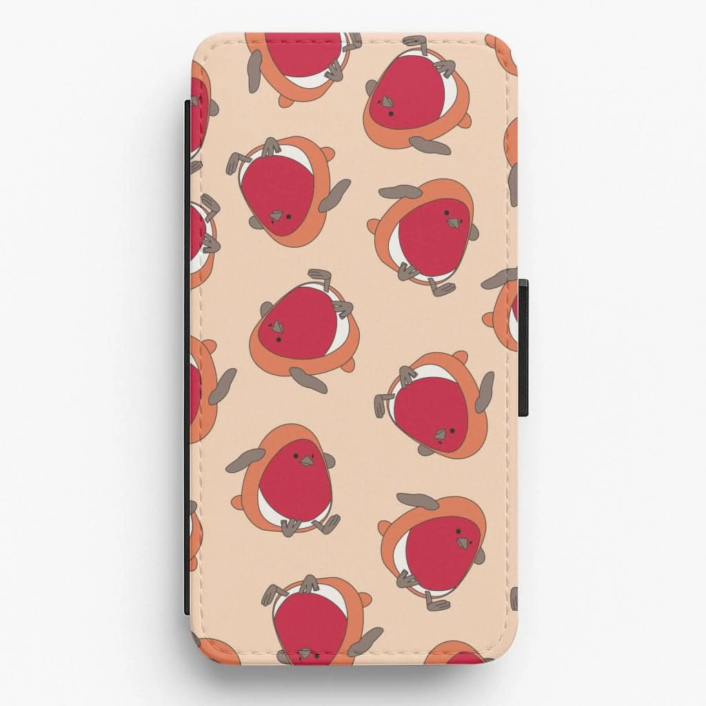Trendy Finish Christmas Robin Plush Pattern Flip / Wallet Phone Case