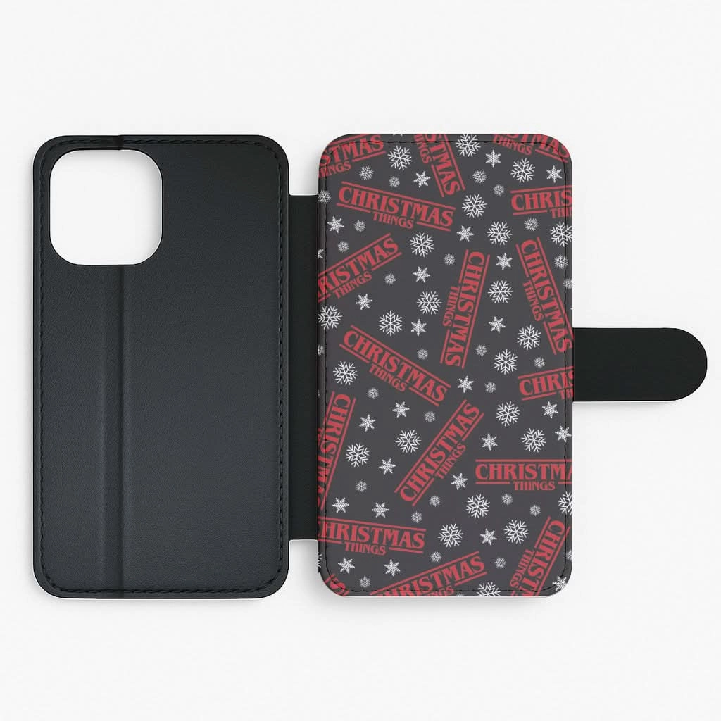 Christmas Things Snowflake Pattern Flip / Wallet Phone Case Soft Pattern Layer