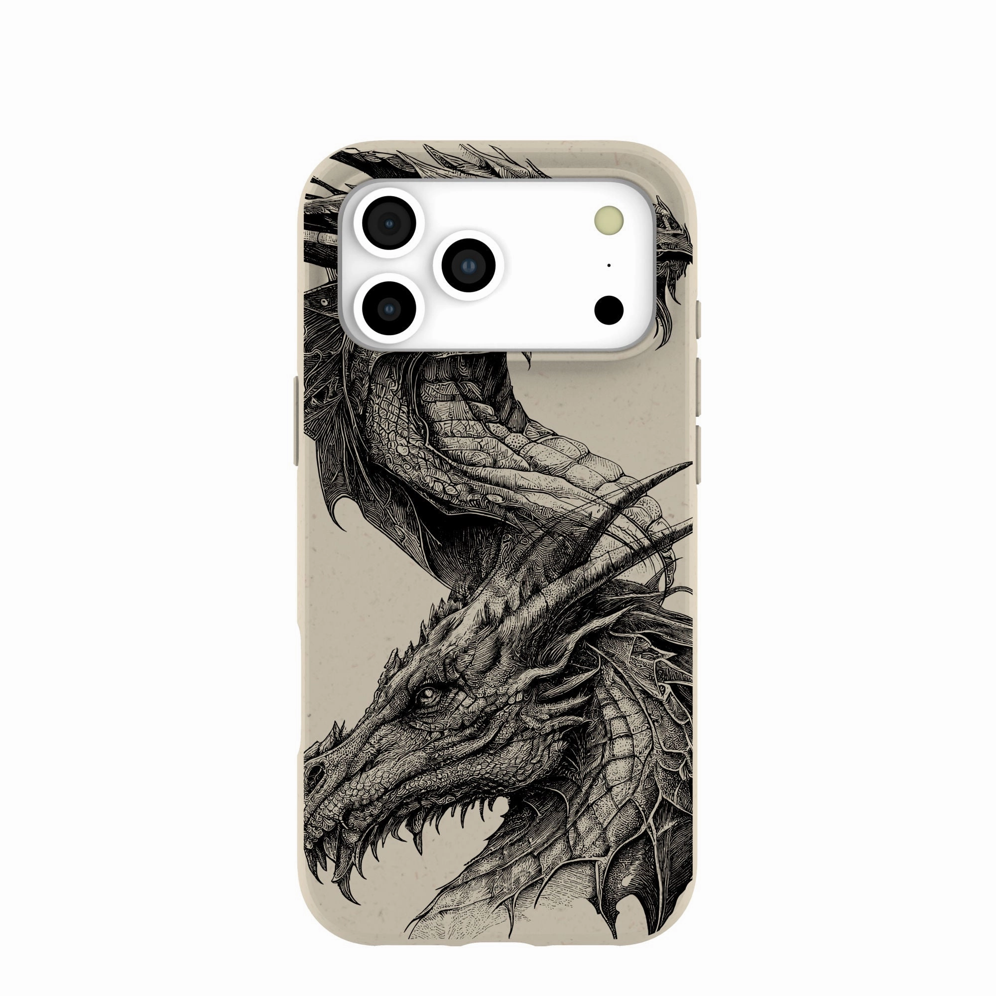 London Fog Twin Dragons iPhone 17 Pro Max Case Flexible Edge Texture