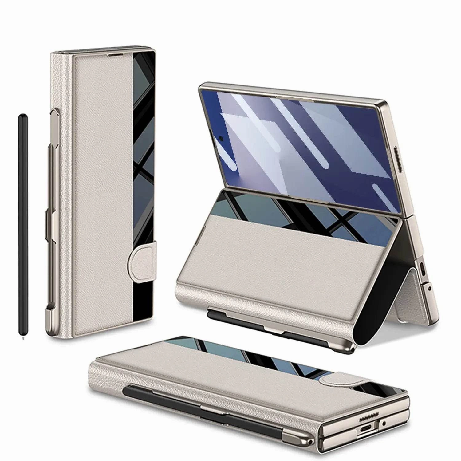 Classic Side Window Leather Case Textured Finish