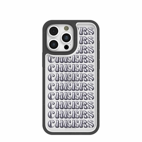 Clear Cheers iPhone 16 Pro Max Case With Black Ridge Modern Texture