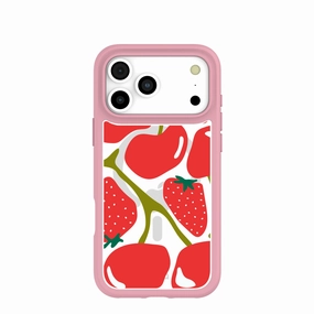 Durable Build Quality Clear Cherry Berry iPhone 17 Pro Max Case With Petal Pink Ridge (MagSafe included)